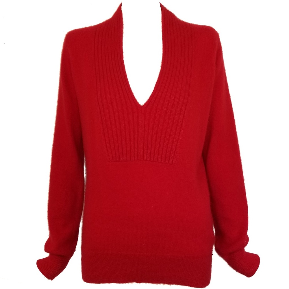 Club Monaco 100% Cashmere V-Neck Sweater Red Small